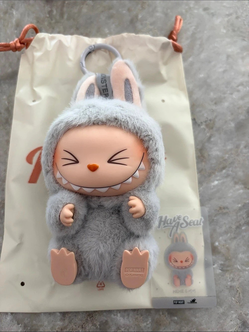 POP MART Have A Seat The Monsters Labubu Plush Keychain, Confirmed HEHE
